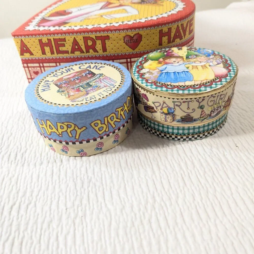 Mary Englebreit trinket box set Valentine Have a Heart Have your Cake Party Girl